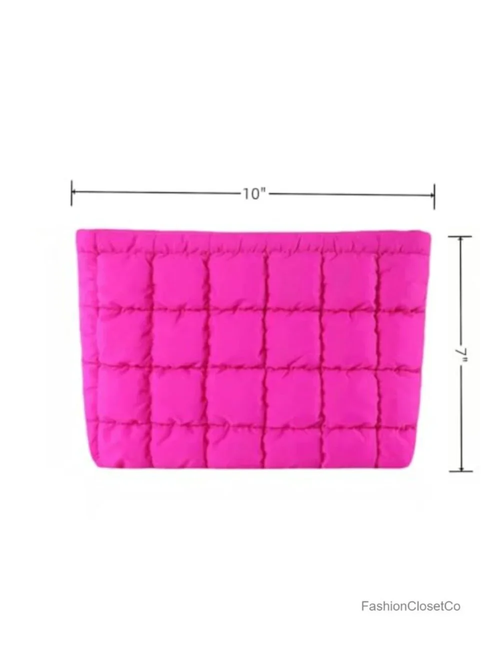 Quilted Puffer Makeup Bag with Pearl Bracelet - Cosmetic Pouch for Purse